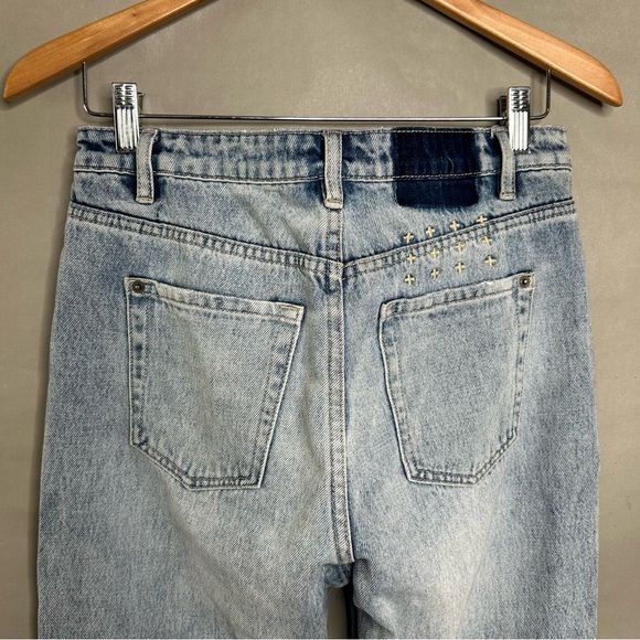 Ksubi Jeans Nine O Lucky Star High Rise Slim Staight Ankle Cropped Medium Wash - Picture 9 of 12